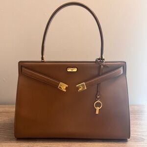 Tory Burch Lee Radziwill Medium Brown Leather Handbag
